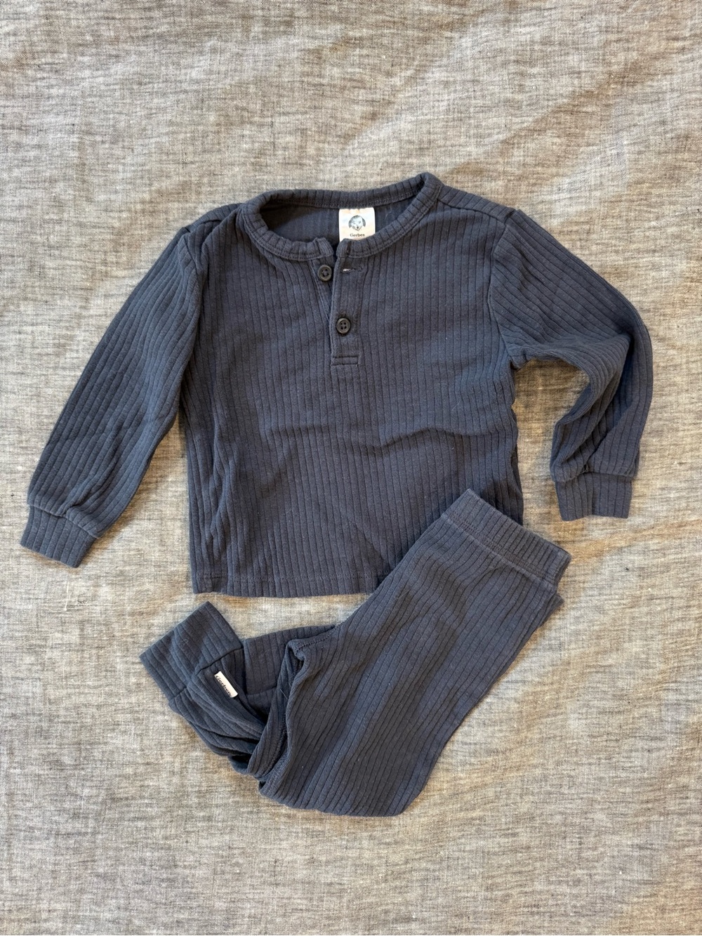 Gerber ribbed outfit, charcoal/navy 12m